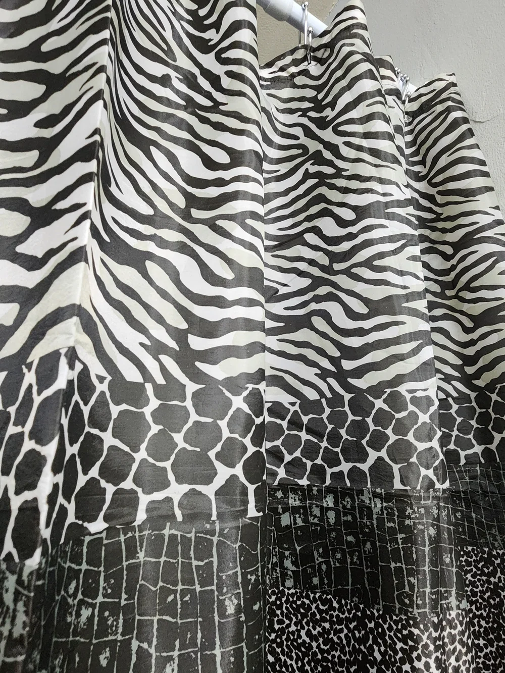Shower Curtain Black and White Animal Print New